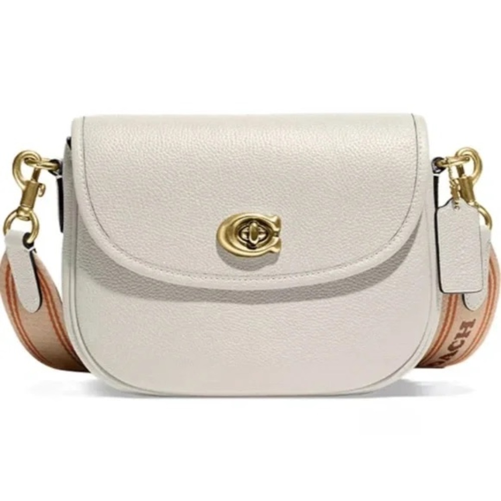 NWT Coach Willow Large Leather Saddle Crossbody Chalk Original Packaging